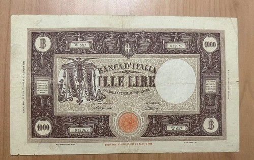 1000 lire barbetti 1946 - 1000, 12/07/1946