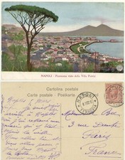 NAPOLI -PANORAMA VISTO DALLA VILLA PATRIZI E VESUVIO 1908