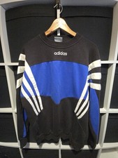 Felpa Adidas vintage anni 90 40/42 XL nera blu logo centro calcio