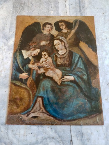 Dipinto olio rame antico - su,