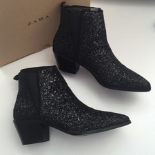 Zara stivaletti neri glitter - zara,