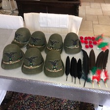 CAPPELLI ALPINI +8 PENNE+2 PIUMETTI+10 NAPPINE: LOTTO DI 7 CAPPELLI-TAGLIE 52-55
