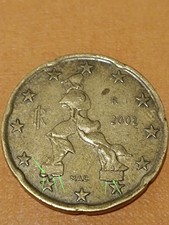 20 Euro Cent 2002 Italy. Eccedenza di metallo . Rara .Unica.Per collezionisti.