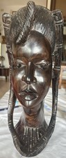 STATUA Intagliata A Mano In Legno Ebano Africana Scultura Etnica Donna