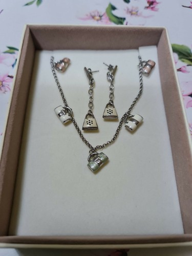 Collana orecchini argento - e, in