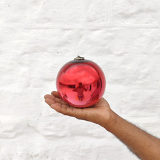 Antico Kugel 5.1 " Rosa e Rosso Vetro Sfera Rotondo Natale Ornamento Germania