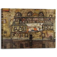 Schiele muro di casa sul fiume