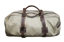 Borsa weekend vintage LL Bean Duffel manici in pelle e cinghie in pelle alcune macchie 