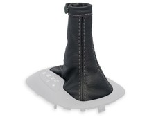 PER FIAT 500X automatico CUFFIA LEVA CAMBIO PELLE NERA CUCITURE GRIGIE