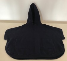 Pullover poncho mantellina bambina 6 anni 116 cm cappuccio in maglia fine blu