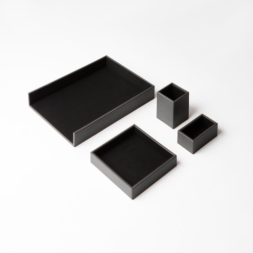 Set scrivania cuoio grigio - scrivania,