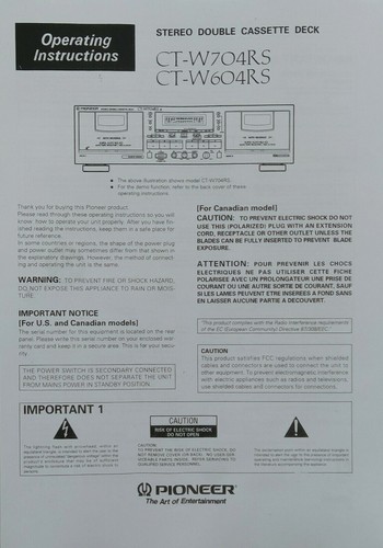 Pioneer w704rs ct - /, ct-w604rs