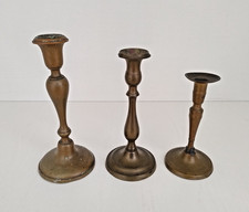 Lotto 3 Candelabri Candelieri Porta Candele in Ottone Vintage Primi 900 Ottimi