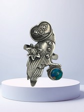 Anello Gufo Argento Turchese