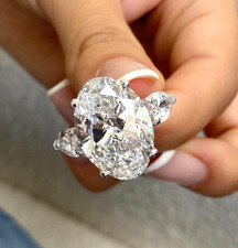 Anello con diamanti bianchi trattati certificati 13 ct con accenti di diamanti, argento 925