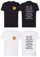 T-SHIRT ALFA CUORE COLORATO LOGO RETRO FRASE UOMO DONNA BAMBINO - 100% COTONE