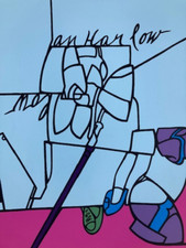 Valerio Adami, litografia originale "Jean Harlow", autografata