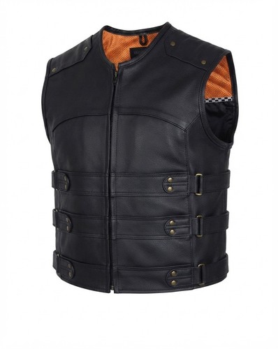 Gilet biker uomo vera - , pelle