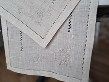 completo centrini ricamati a mano in lino canapa 3 pezzi