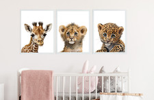 Quadri cameretta bambini decorazione arte parete safari giungla animali asilo stampe set