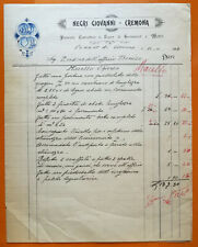 Cremona 1912: Fattura su carta intestata Negri Giovanni Mobili Serramenti Legno