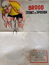 Poster ciclismo originale anni 50. (Brood Sterkt de Spieren)
