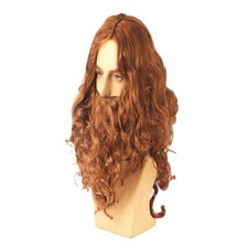 Halloween Gesù Parrucca Costume Oggetti di scena Parrucca Lunga Ondulata Divertente Marrone