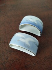 Rara coppia di portatovaglioli PORCELLANA E ORO ZECCHINO GABBIANI Copenhagen BIN