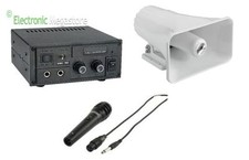 KIT AUDIO PER PROPAGANDA TROMBA MICROFONO AMPLIFICATORE FUNZIONA A 12V