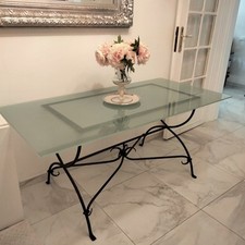 Tavolo Da Pranzo Piano In Vetro Gambe In Ferro