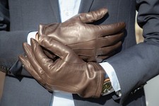 GUANTI UOMO PELLE LANA MARRONE