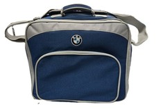 Borsa a tracolla BMW vintage con set picnic isolata refrigerante sezionale blu e grigia