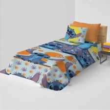 Copriletto leggero estivo Stitch in cotone Singolo Disney Original