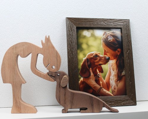 Statua cane bambina - , bassotto