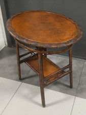 Tavolino ovale in legno e vimini anni'60