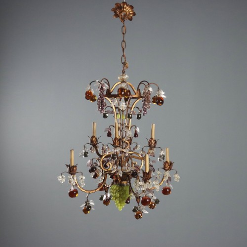 Lampadario antico ferro dorato - lampadario,