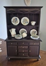 CASA DELLE BAMBOLE DOLLHOUSE  Vetrina Piattaia Rustica Cucina Legno