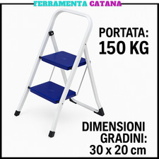 scaletta 2 gradini scala sgabello pieghevole in acciaio antiscivolo da interno