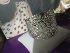 Bracciale acciaio largo alla schiava base Argento 