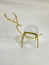 Elegante ornamento cervo in vetro con supporto in metallo dorato - accento arredamento casa moderno