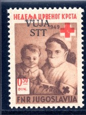 Trieste B - Croce Rossa d. 0,50 con decalcomania affilata