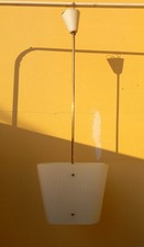 Lampada Sospensione A Ciondolo Vetro E Ottone Anni 50/60 Originale ,Italia 