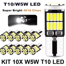 10X LAMPADINE LED T10 W5W 6000K 12V LUCI POSIZIONE INTERNI TARGA BIANCA CANBUS