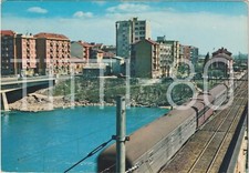 MONCALIERI - ZONA STAZIONE E PONTE FERROVIARIO SUL PO - TRENO (TORINO) 1974