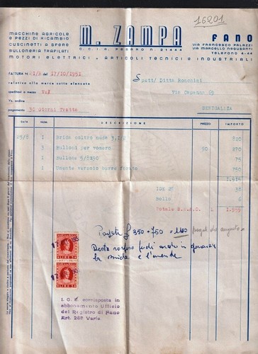 16201 fattura zampa fano - 16201,