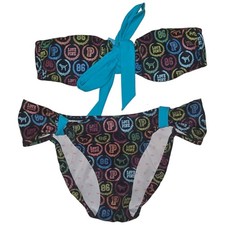 Bikini Victoria's Secret rosa nuovo senza etichette raro vintage 08 set L logo all over Y2K nuoto