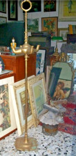 rara antica 800 lampada lucerna fiorentina a olio bronzo dorato 4 fuochi h.155cm