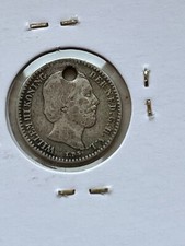 Olanda 10 Centesimi 1879  Argento - Moneta con Buco come da foto - Silver Willem