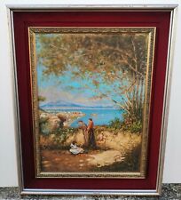 Oscar Ricciardi (Napoli,1864-1935) Veduta di Napoli olio su faesite 41 x 55 cm