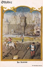 CASE DEL PANE - Breviario Grimani, La Semina, Ottobre, Cartolina